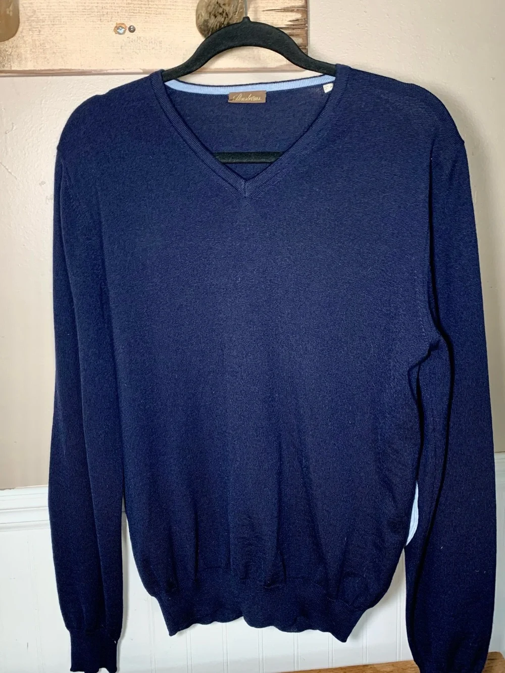 STENSTRÖMS Swedish Navy Merino Wool V-Neck Sweater Men’s